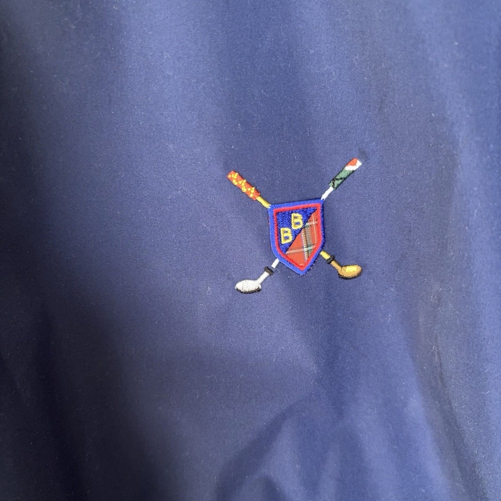 Vintage Bugle Boy Windbreaker Pullover Mens Sz M Blue Crest Logo Pockets 90s - Picture 3 of 8